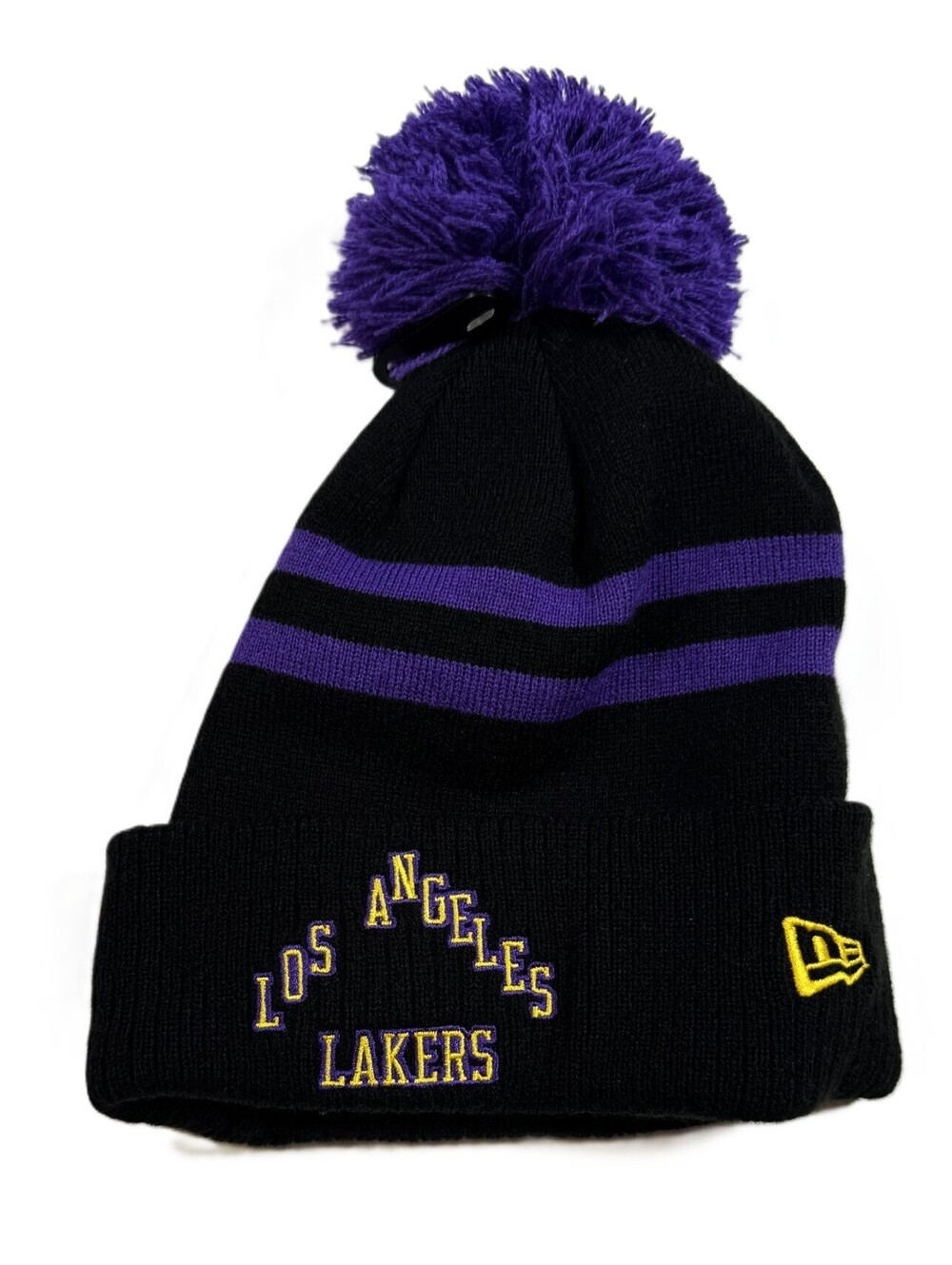 New Era Los Angeles Lakers 2025 City Edition Pom Knit Hat Beanie Adult NEW